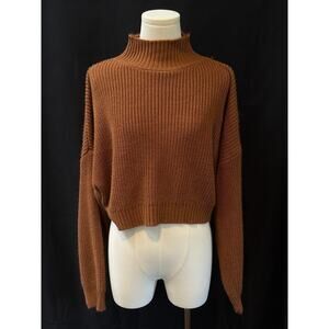 Women’s SHEIN Chestnut Cropped Turtleneck Sweater Sz L